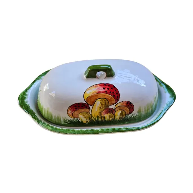 les-ottomans-porta-burro-fungo-butterdose-aus-handbemalter-keramik image 1