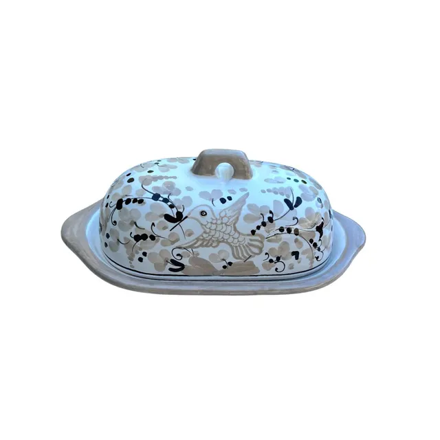 les-ottomans-uccelli-e-fiori-butterdose-aus-keramik-handbemalt image 1
