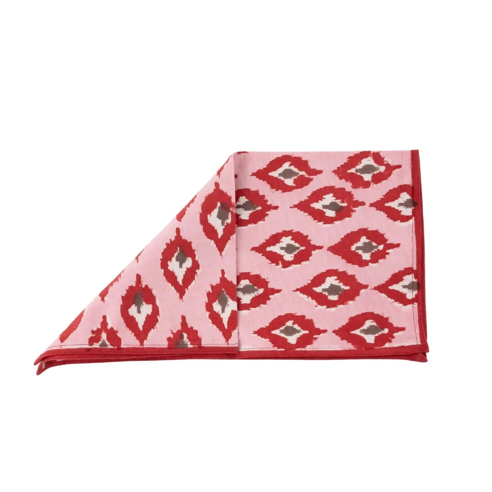 les-ottomans-servietten-aus-baumwolle-handbedruckt-rosa-2er-set image 1