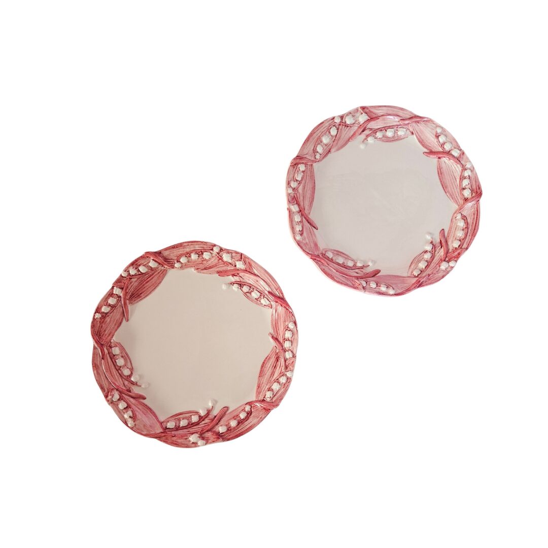 les-ottomans-lily-of-the-valley-dessertteller-keramik-2er-set-handbemalt image 1