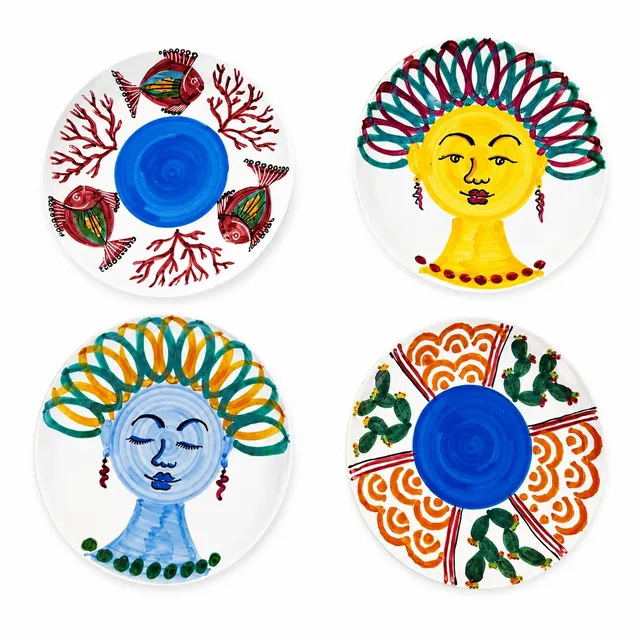 les-ottomans-desserteller-aus-handbemalter-keramik-set-4-teilig image 1