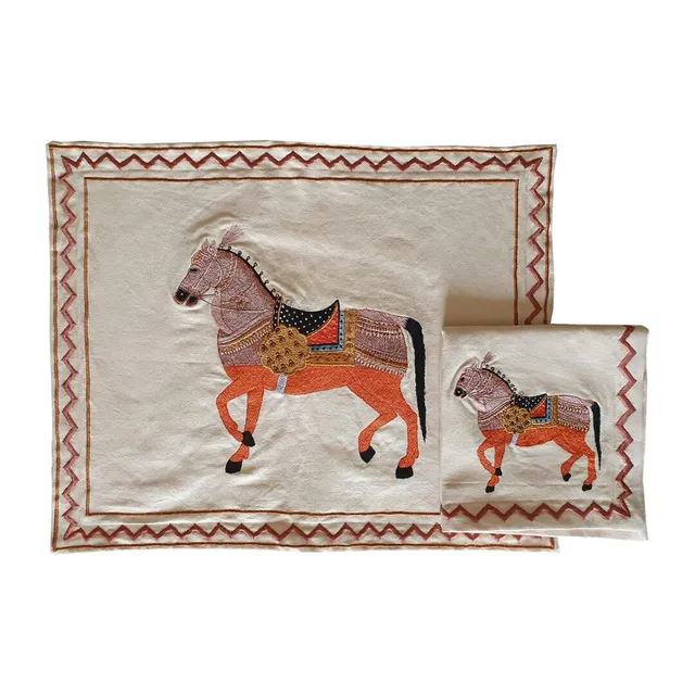 les-ottomans-cavallo-platzset-serviette-baumwolle-bestickt-pferd image 1