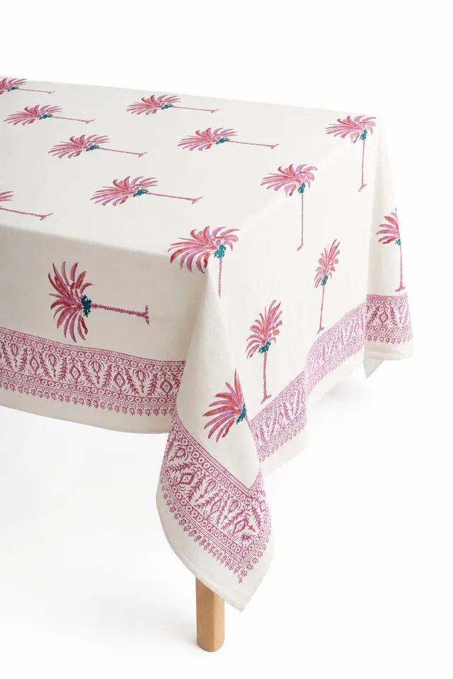 les-ottomans-tischdecke-ikb76-palme-baumwolle-handbedruckt image 1