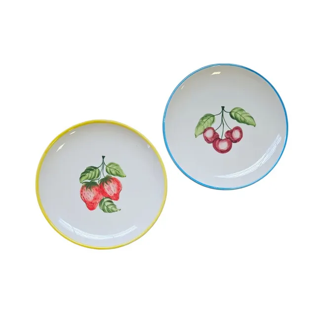 les-ottomans-dessertteller-keramik-handbemalt-erdbeeren-kirschen image 1