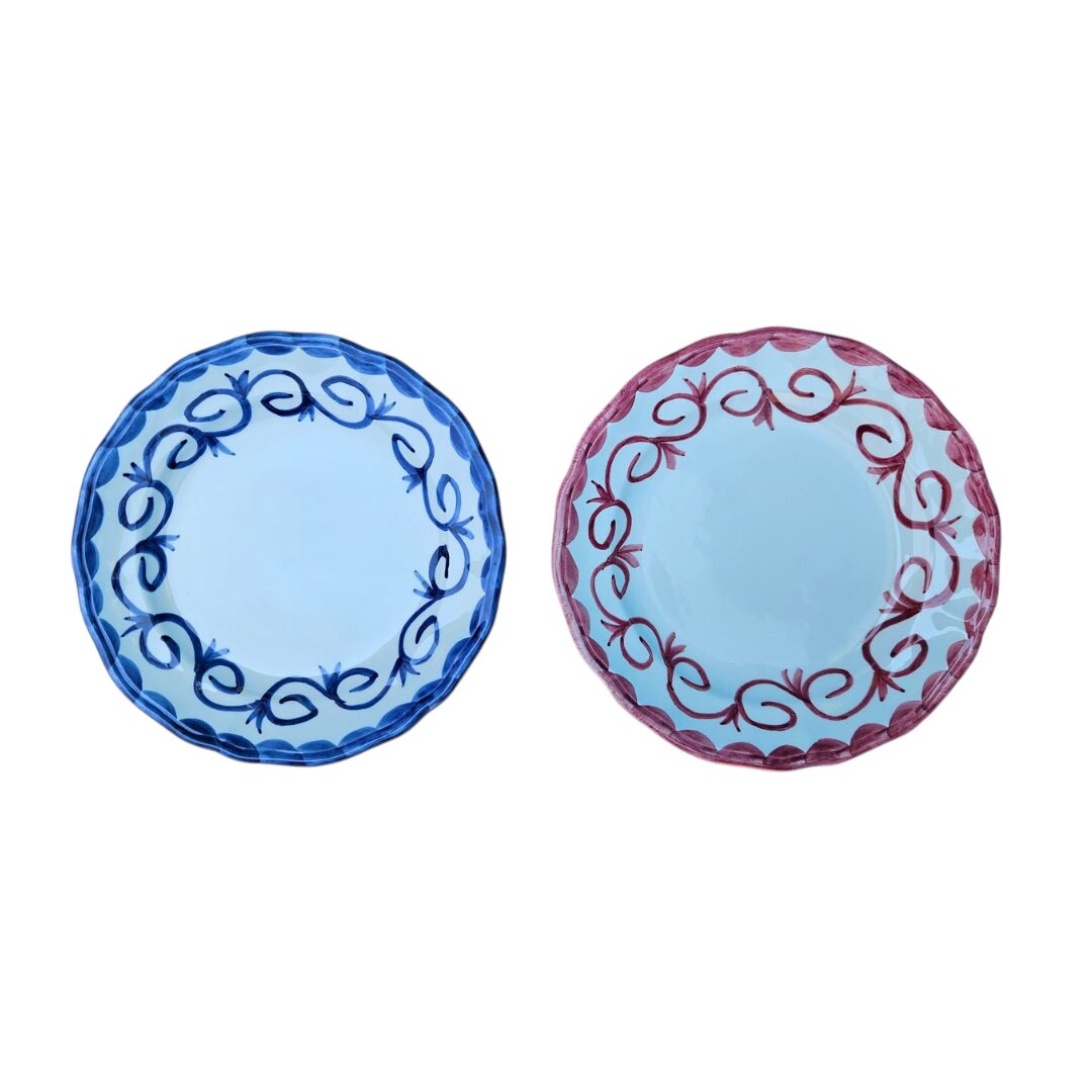 les-ottomans-set-aus-2-handbemalten-keramiktellern-essteller-dessertteller-blau- image 1