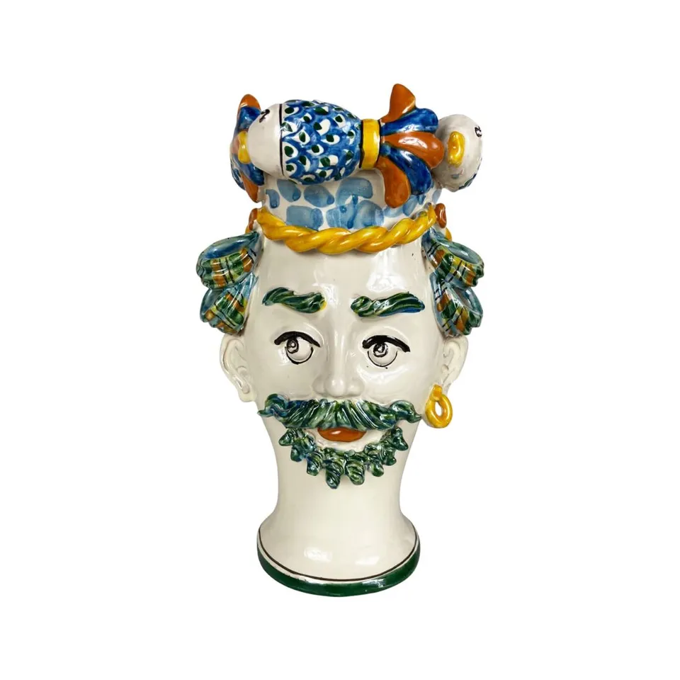 les-ottomans-sicily-sculpture-scu26-keramikvase-gesicht-handbemalt image 1