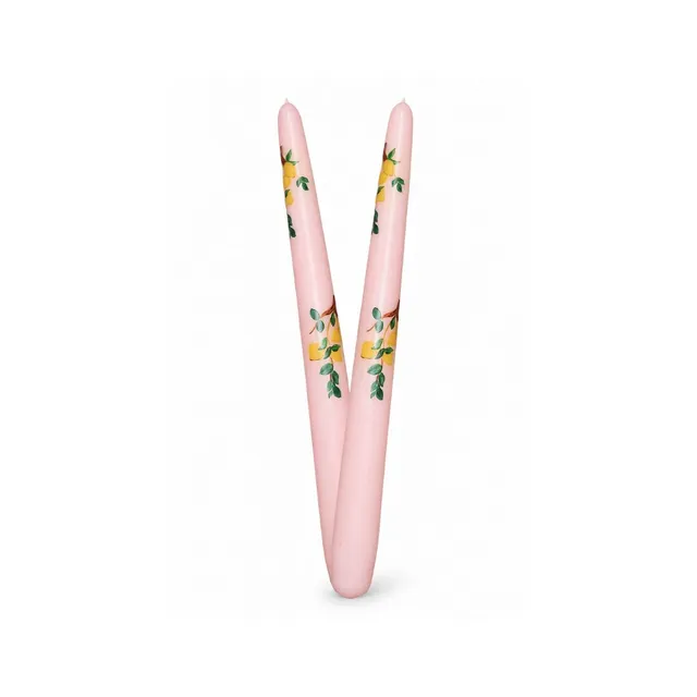 les-ottomans-pink-lemon-can18-kerzen-2er-set-aus-wachs-handbemalt image 1