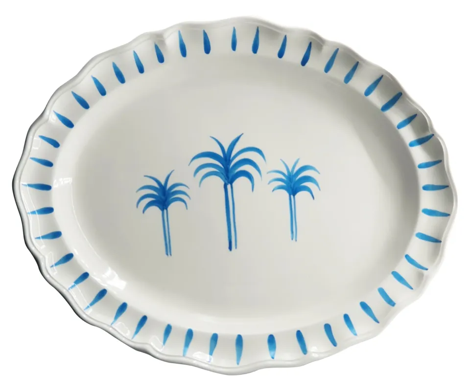 les-ottomans-tpc05-keramik-tablett-blaue-palmen-handbemalt image 1