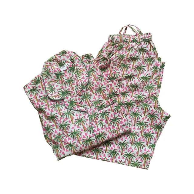 les-ottomans-pj03-pyjama-baumwolle-handdruck-ikat-2-teilig image 1