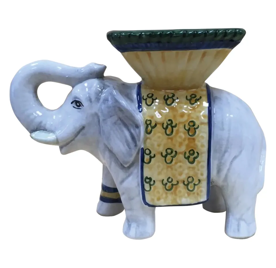 les-ottomans-elefant-keramik-kerzenhalter-handbemalte-tierfigur image 1