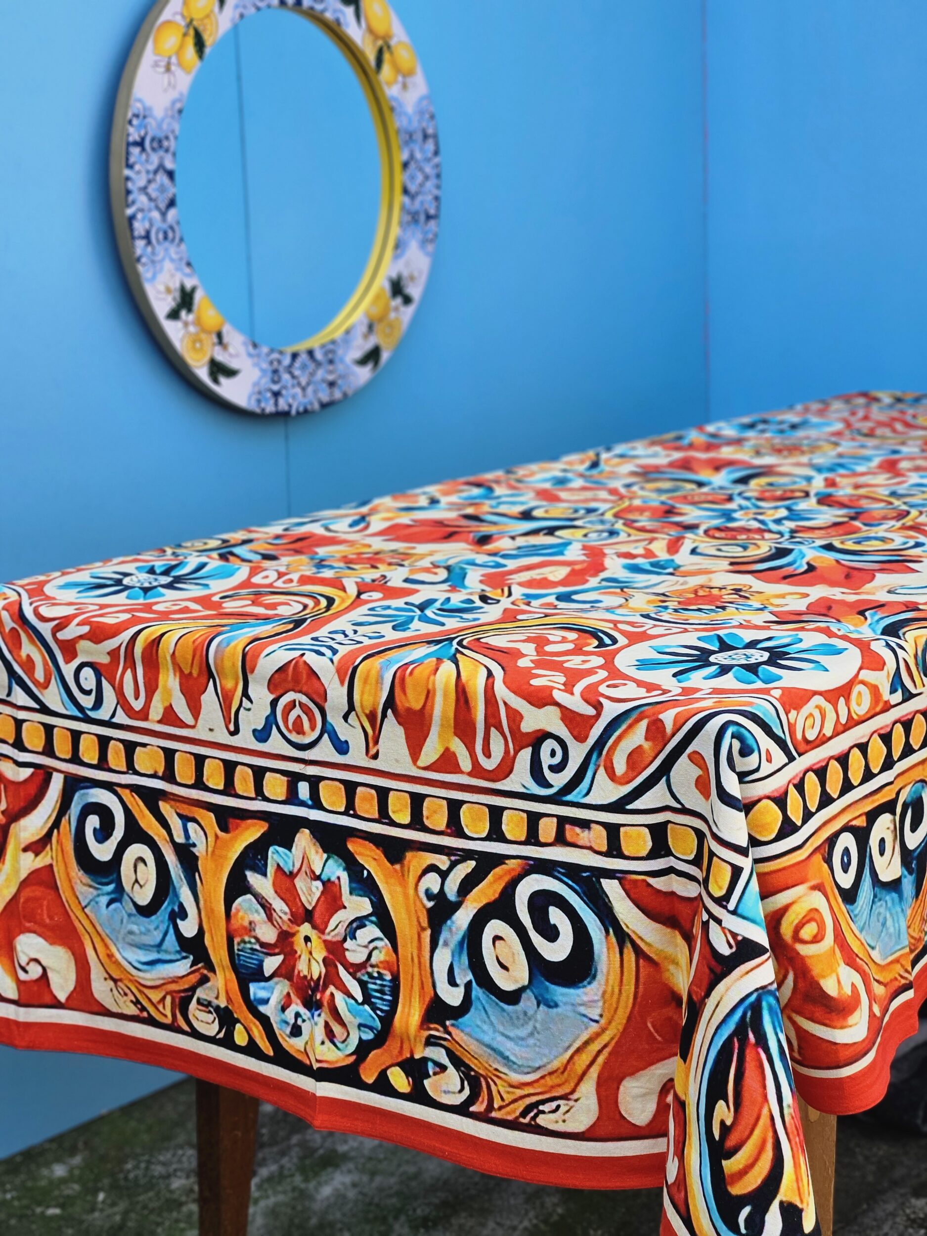 les-ottomans-tischdecke-baumwolle-digital-bedruckt-ikat-floral image 2