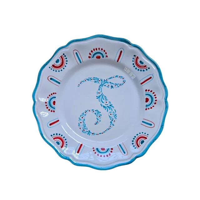 les-ottomans-buchstabe-t-teller-handbemalter-keramikteller-flach image 1