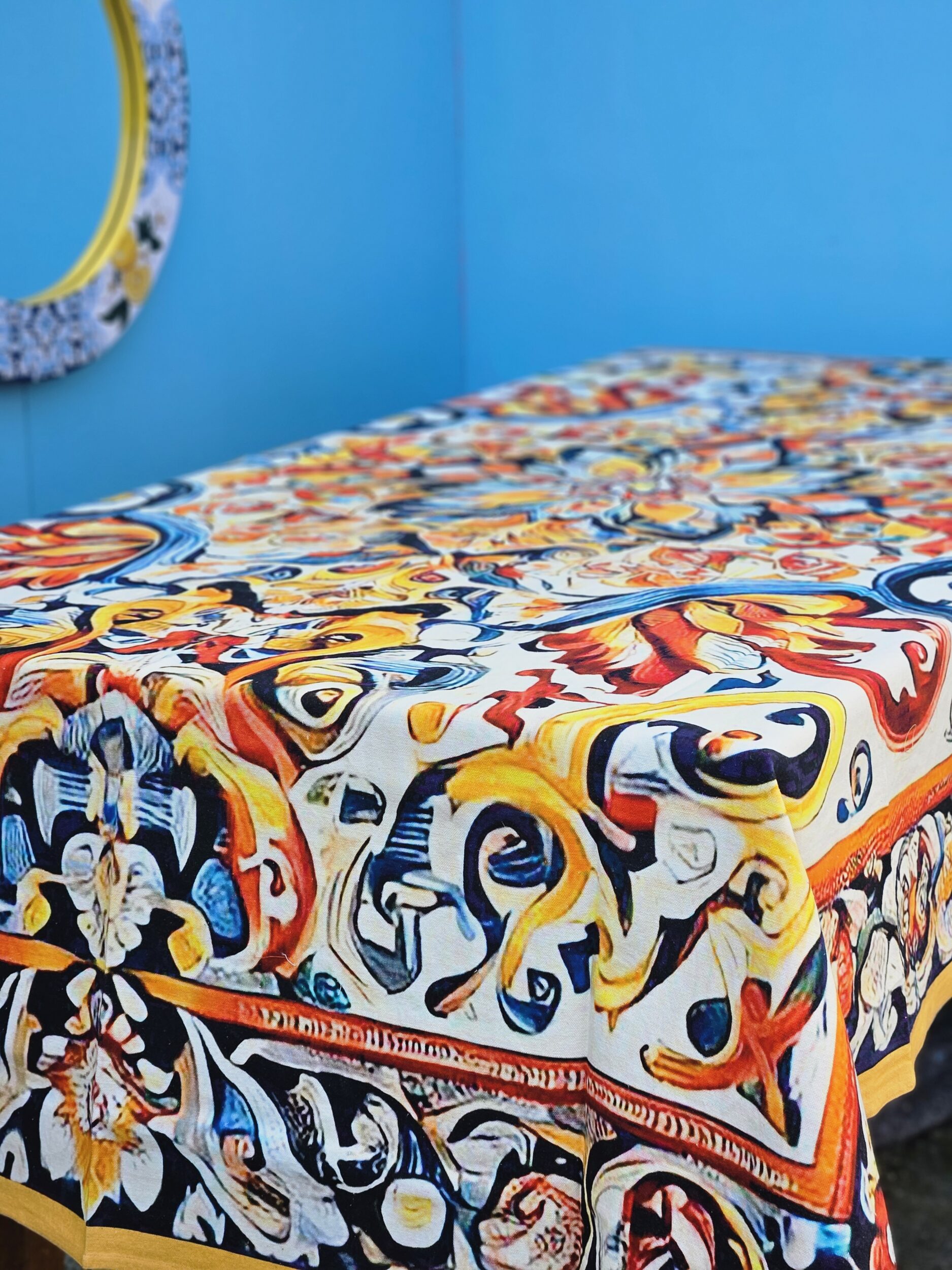 les-ottomans-tovaglia-tischdecke-aus-baumwolle-digital-bedruckt-ikat-floral-schm image 2