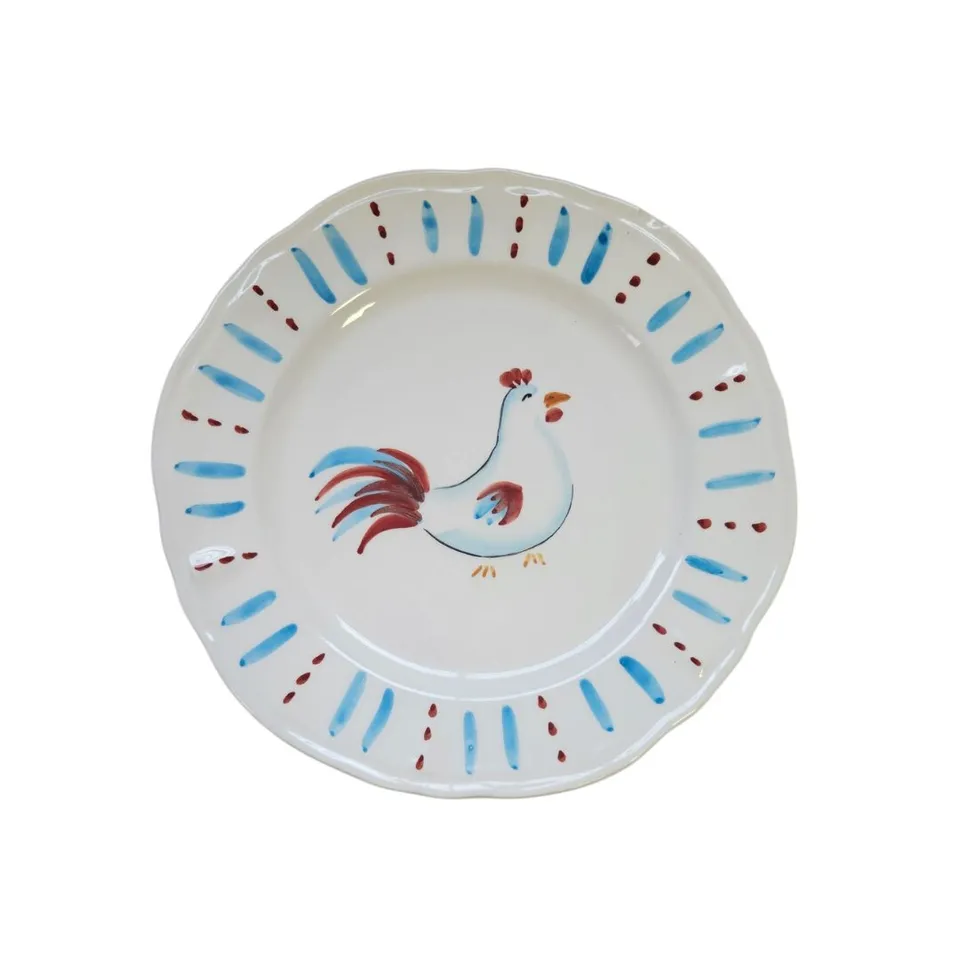 les-ottomans-piatto-piano-gallina-handbemalter-keramikteller-huhn image 1