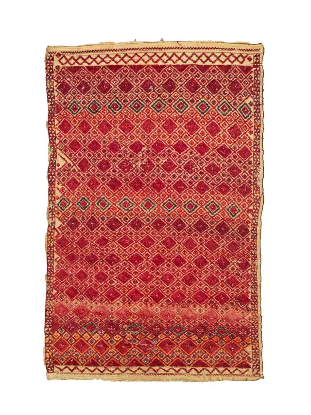 les-ottomans-vintage-mauritanische-matte-strohteppich-handbestickt image 1