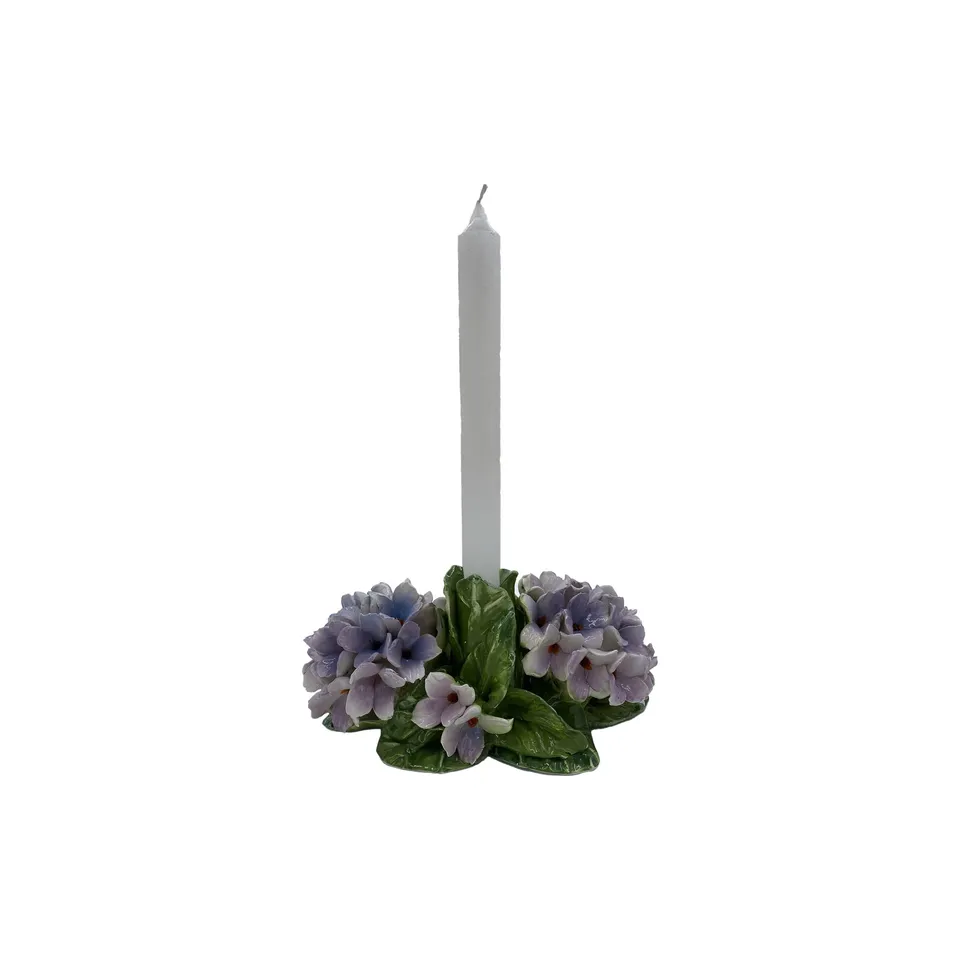 les-ottomans-kerzenhalter-hortensie-violett-keramik-handbemalt image 1